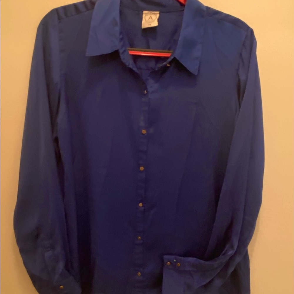 Silk Long-sleeve Button Down Shirt Blouse